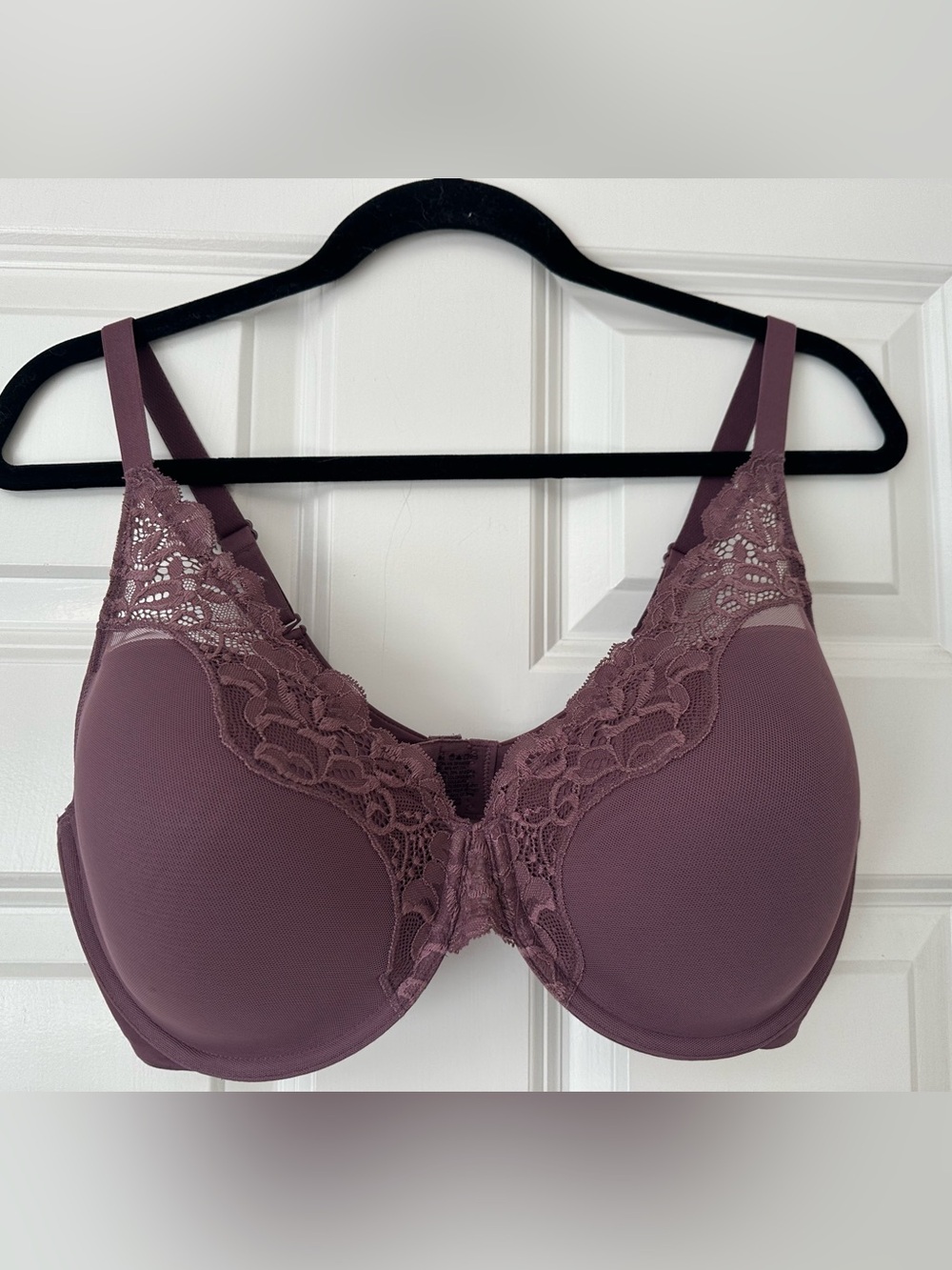 Bali Mauve Plum Lace-Trim Full Coverage Bra